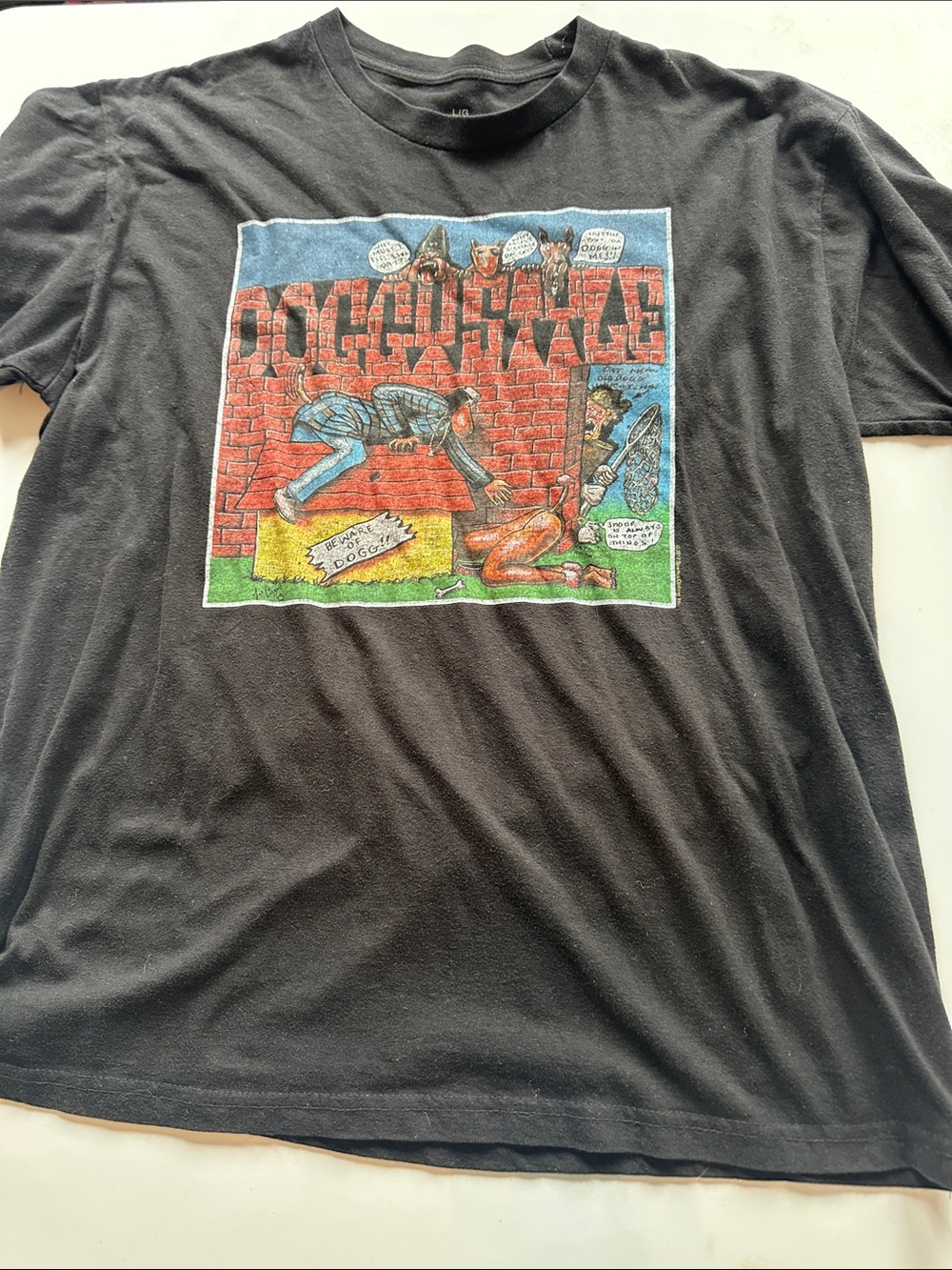 UNISEX Black Graphic Short-Sleeve Tee with Colorful Cartoon Print